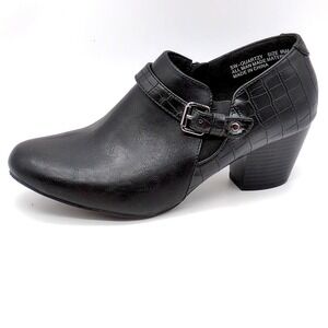 Studio Works Boots Womens Quartzy Black 9.5 Ankle Bootie Shoe Side Zip Stretch